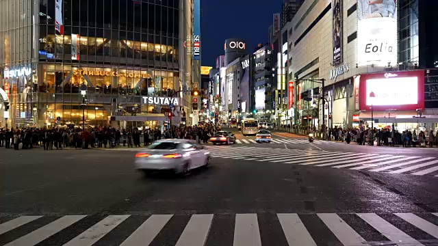 日本东京涩谷人行横道上挤满了人视频素材