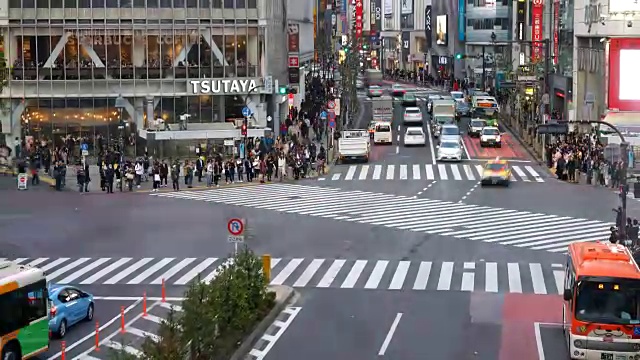 日本东京涩谷人行横道上挤满了人视频素材