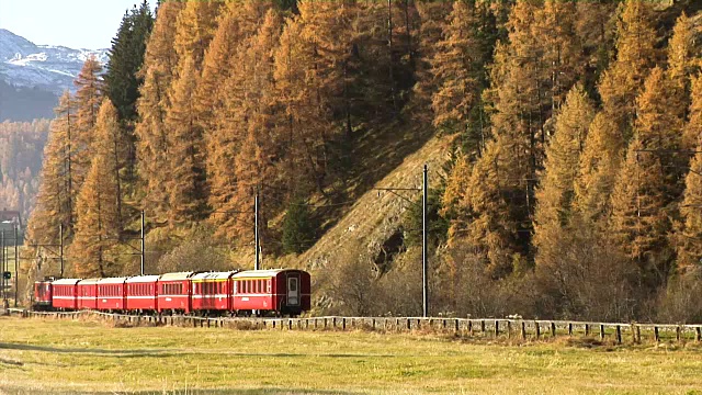 Rhaetian铁路列车/ Rhätische Bahn (RhB)视频素材