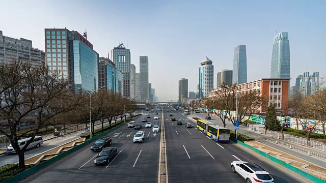 T/L WS Beijing Central Business District and City Traffic /北京，中国视频素材