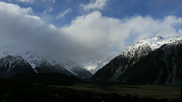 库克山上空的新西兰云层时间流逝视频素材