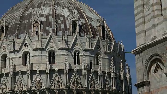 Campo dei Miracoli 与洗礼堂和圣玛丽亚阿松塔大教堂，比萨，托斯卡纳视频素材