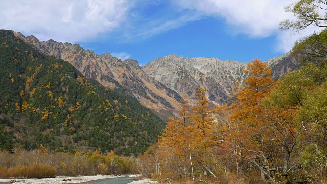 和高山和河在秋天从上高知视频素材