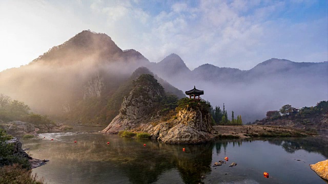 卧流峰山顶观景台及河景(著名旅游景点)视频素材