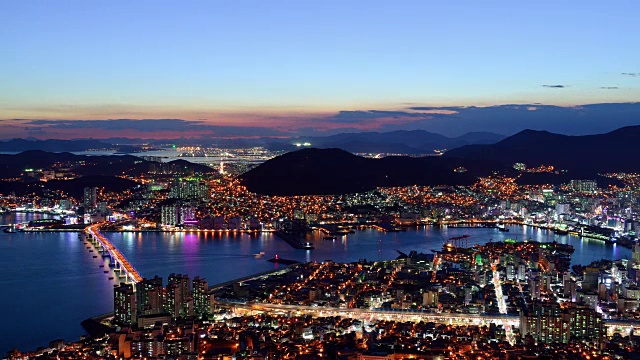 釜山南港(韩国最大港口)夜景视频素材