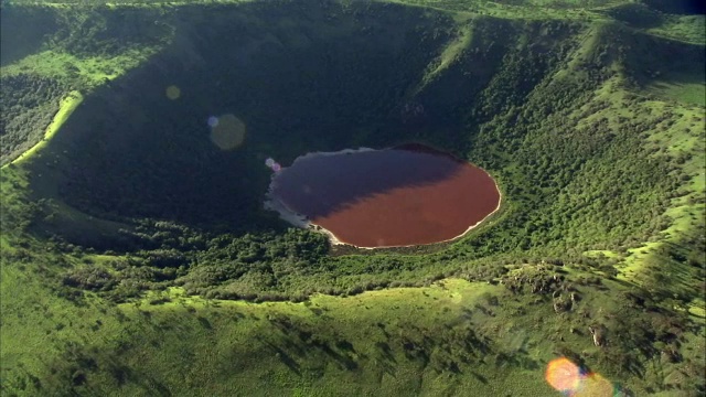 乌干达，森林和死火山湖上空视频素材