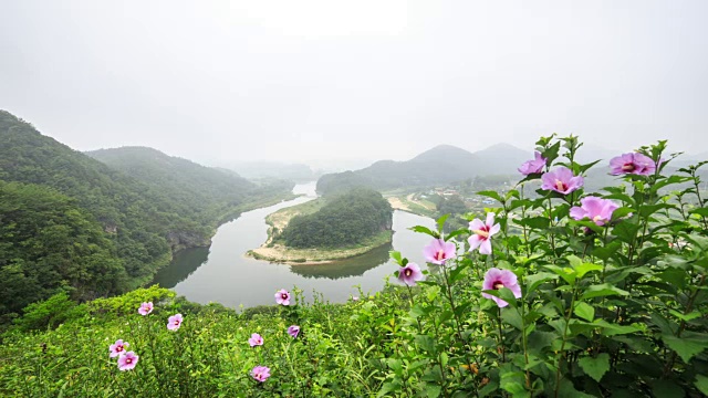 汉坂道地理景观与Seonammaeul村附近的东港河(著名旅游景点)视频素材