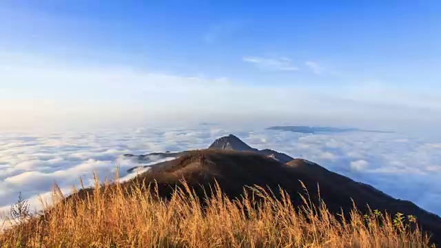 京畿道的云海和锯草景色视频素材