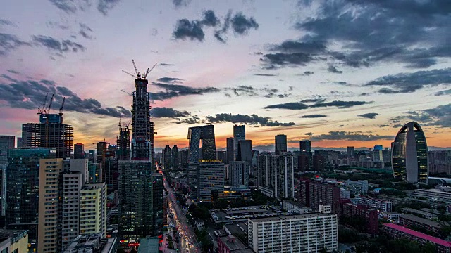 T/L WS HA ZO北京CBD(白天与夜晚匹配)视频素材