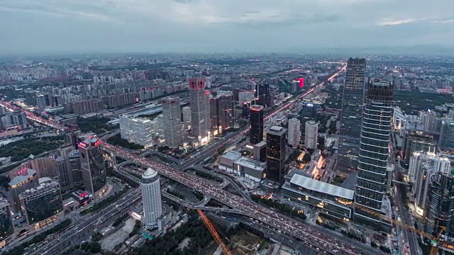 T/L WS HA PAN鸟瞰图北京全景和城市天际线(昼与夜匹配)视频素材