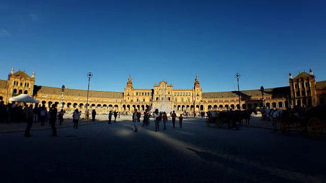 塞维利亚塞维利亚广场españa时间流逝没有zoom日落日出视频下载