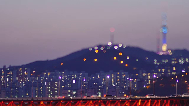 汉城夜景及汉城北塔(汉城著名地标)视频素材