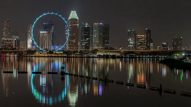 夜晚的新加坡天际线视频素材