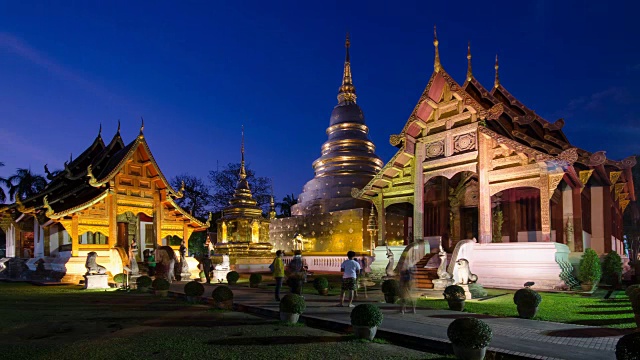 泰国清迈寺，佛寺，白天到晚上的延时视频素材