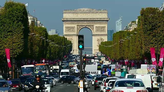 大道园路É里斯è,Arc de Triomphe搭船,巴黎,法国,法国视频素材