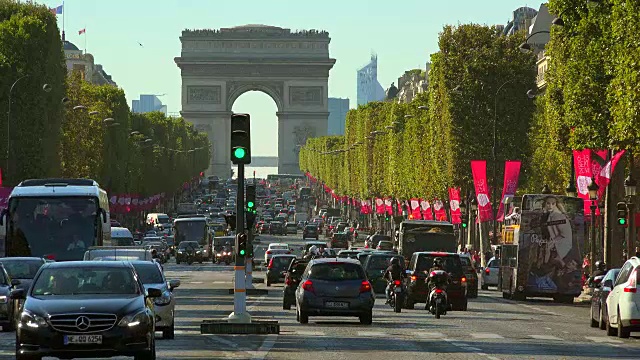 大道园路É里斯è,Arc de Triomphe搭船,巴黎,法国,法国视频素材