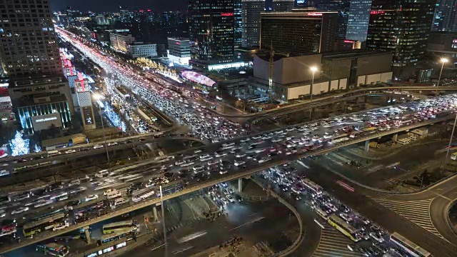 T/L HA鸟瞰图交通堵塞/北京，中国视频素材