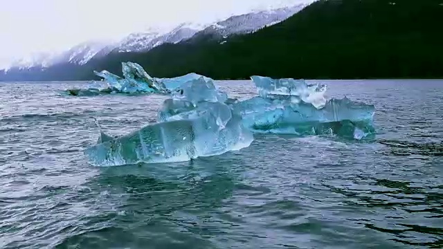 来自阿拉斯加恩迪科特海湾道斯冰川的冰山视频素材