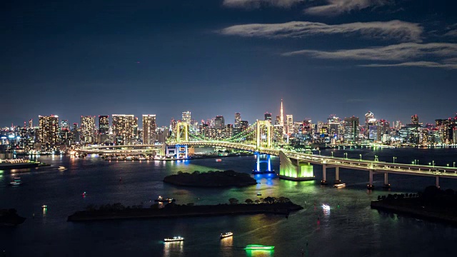 T/L WS HA Rainbow Bridge at Night /日本东京视频素材