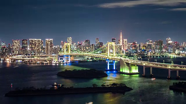 T/L WS HA ZI彩虹桥夜景/日本东京视频素材