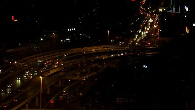 北京公路夜景鸟瞰图视频素材