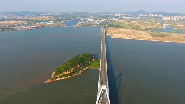 永宗大邱大桥交通鸟瞰图视频素材