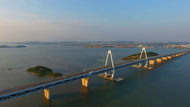 永宗大邱大桥交通鸟瞰图视频素材