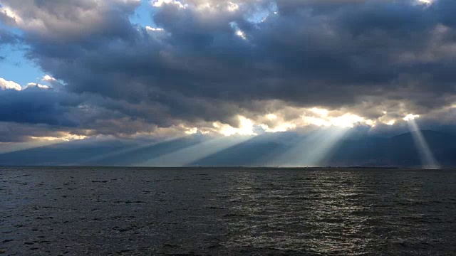 湖日落时视频素材