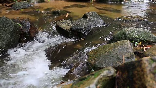 慢镜头，河水在河里流动视频素材