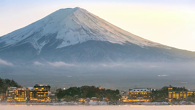 延时拍摄:富士山山梨县川口湖的日落视频素材