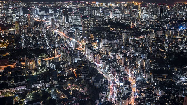 T/L WS HA东京市中心夜景/日本东京视频素材