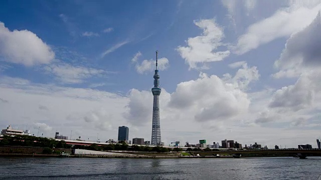 东京天空树塔和日本东京的隅田河视频素材