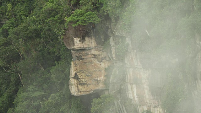 中镜头的雾从凯特尔瀑布在丛林旅行视频素材