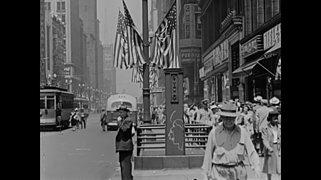 1947年芝加哥市中心街道-家庭电影视频素材