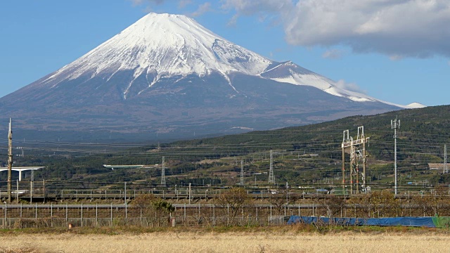 富士山与子弹头列车(新干线)视频素材