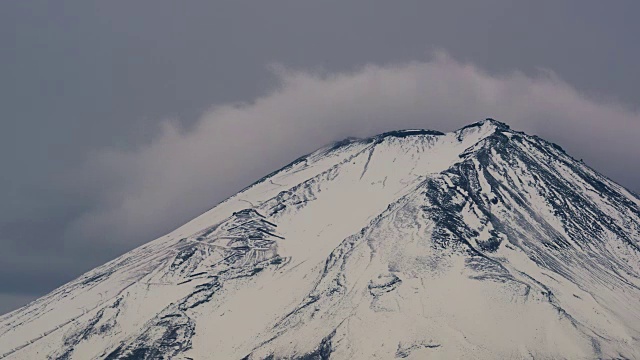 时间流逝，富士山山顶云雪视频素材