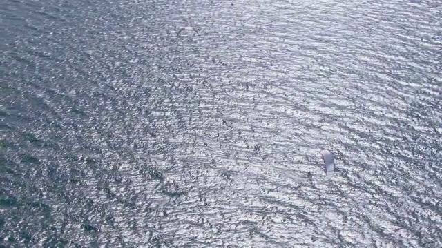 鸟瞰图两个风筝滑板在Maalaea湾的毛伊岛海岸，夏威夷。视频素材