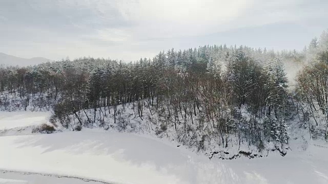 被雪覆盖的大墙岭(韩国东部大白山的一个山口)视频素材