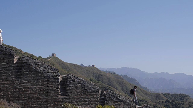 中国河北，长城上的人们视频素材