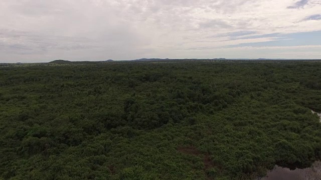 鸟瞰图的湖在塞拉多地区-戈亚斯，巴西视频素材