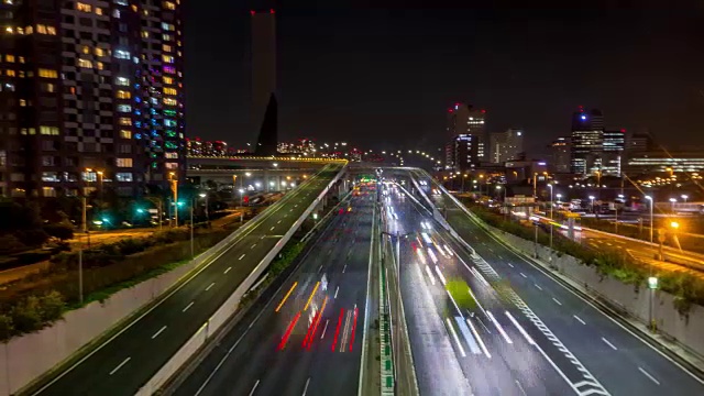 时间间隔道路交通和汽车尾灯视频素材