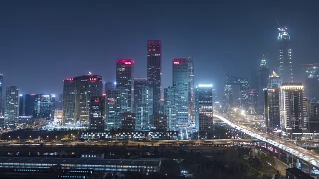 北京中央商务区夜景视频素材