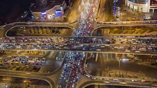 鸟瞰图北京交通堵塞视频素材