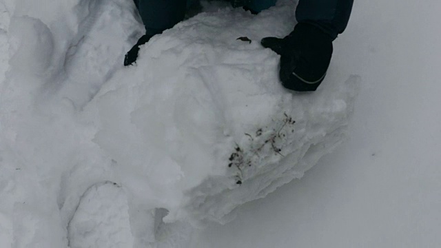 孩子们在打雪仗，堆雪人，在雪中嬉戏视频素材