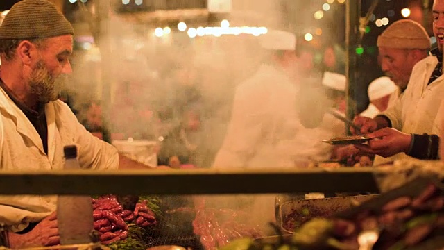 马拉喀什Jemaa el fna烹饪店视频素材