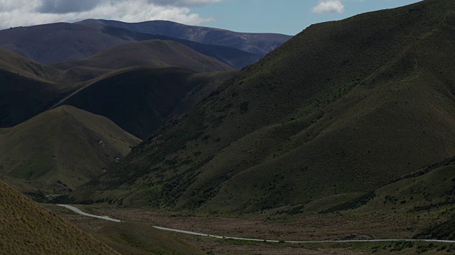 新西兰南岛的山路，延时摄影视频素材