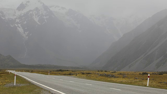 新西兰南岛的山路，延时摄影视频素材