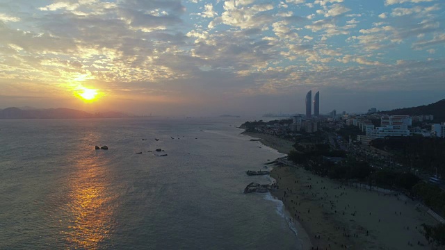 航拍厦门岛路夕阳视频下载