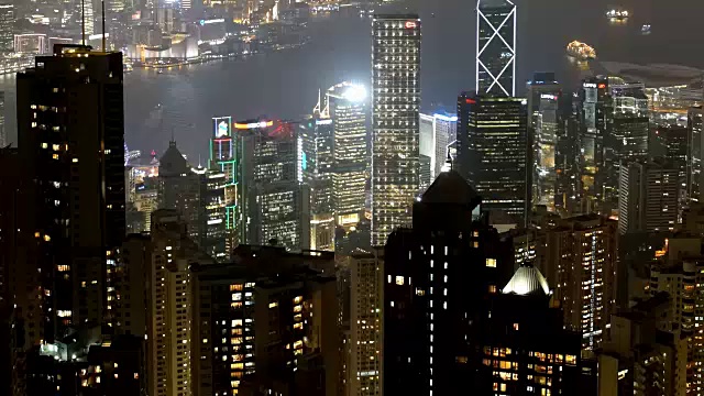 时间推移:香港城市夜景倾斜视频素材