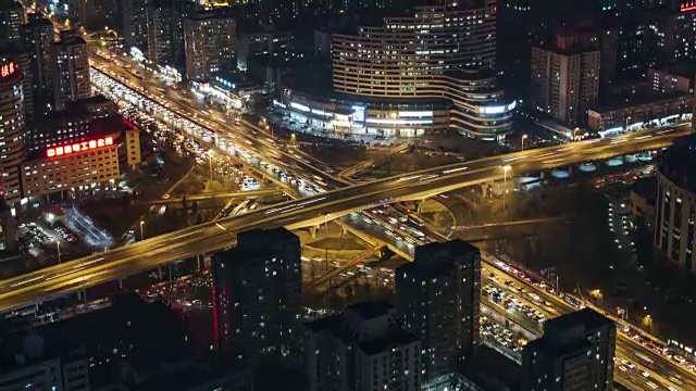 航天桥北京路交叉口夜景鸟瞰图视频素材